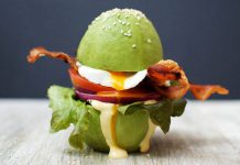 Keto Breakfast Burger with Avocado Buns Keto Breakfast Burger with Avocado Buns