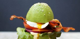Keto Breakfast Burger with Avocado Buns Keto Breakfast Burger with Avocado Buns