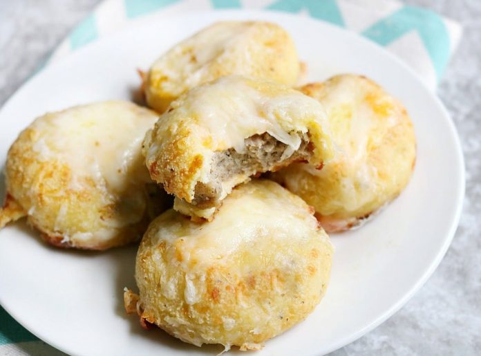 Keto Breakfast Biscuits Stuffed with Sausage and Cheese