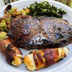 New York strip, crispy Brussels, kale chips and jalapeño poppers