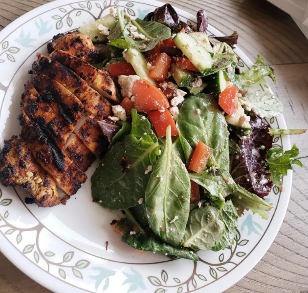 Greek chicken and salad