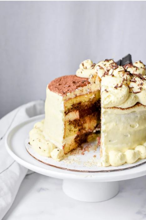 Keto Tiramisu Layer Cake with Chocolate Filling