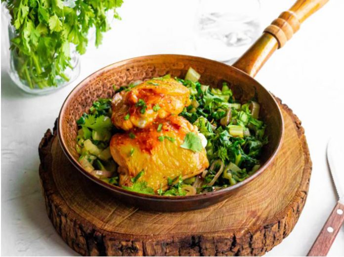 One-Pan Chicken Thighs With Swiss Chard