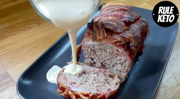 Keto Bacon Wrapped Meatloaf With Keto Gravy